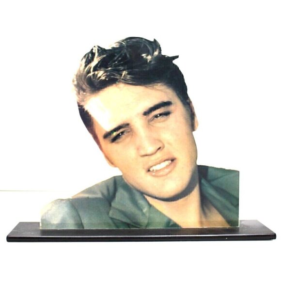 Vintage Elvis Presely Photo Statuettes Acrylic Photo Cut Outs Picture Sculptures - Picture 1 of 2